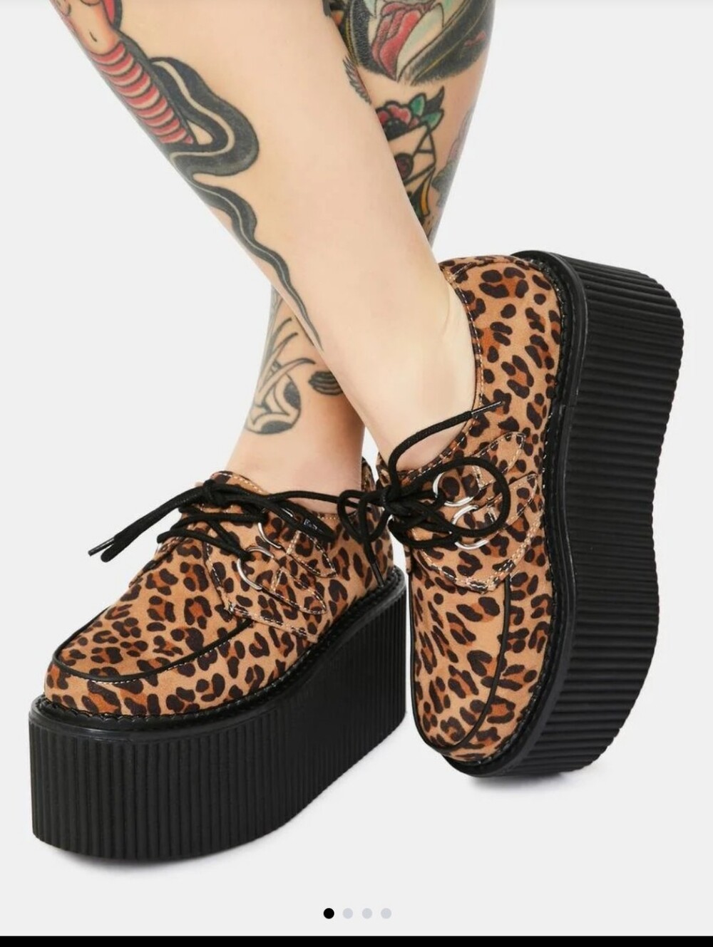 Anarchic By T.U.K Leopard Platform Creeper Shoes